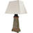 Wallach 30" Natural Slate Outdoor Table Lamp with White Shade and Copper Accents