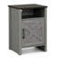 Table d'appoint Gera, plateau brun foncé de 16 po, porte de grange en X, tablette ouverte, gris