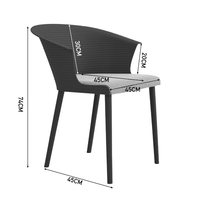 44cm H Upholstered Upholstered Back Side Chair, Black
