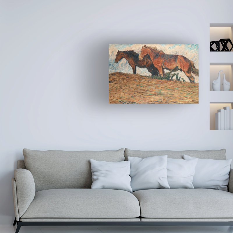 Art sur toile, Marcus Jules Horses In Stifling Winds, H 12 po x l 19 po