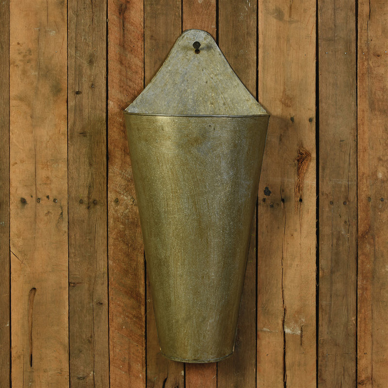 Callas Weather Resistant UV Resistant Reclaimed Metal Tapered Wall Planter, 18.75" H x 10.5" W x 7" D
