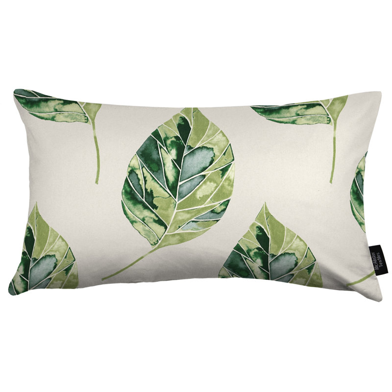Gustin Leaf Indoor / Outdoor Floral Rectangular Throw Pillow Cover, Forest Green, 50cm x 30cm