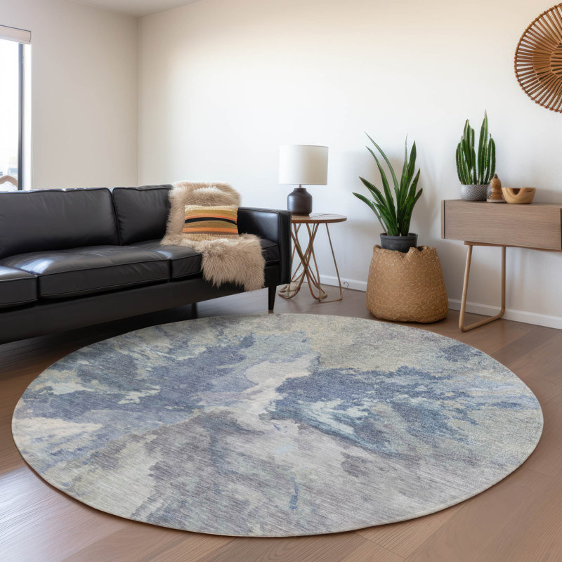 Tapis intérieur / extérieur Theodara Denim, 8 pi x 8 pi