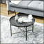 Table basse ronde de 24 po avec plateau martelé, design en métal rétro pour une décoration élégante-1401610888