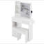 Petit meuble-lavabo de 29,2 po avec tiroir à gauche + tabouret rembourré, 2 blocs d'alimentation CA + 2 ports USB, support pour sèche-cheveux, très grand miroir coulissant à commande tactile à DEL, réglage de la luminosité tricolore, réglage de la luminosité-816698677