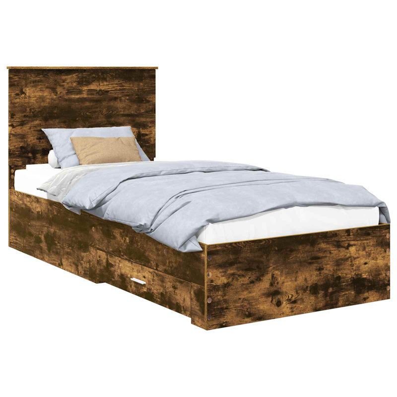 Bed, Silver/Smoked Oak, Small Single (2'6)