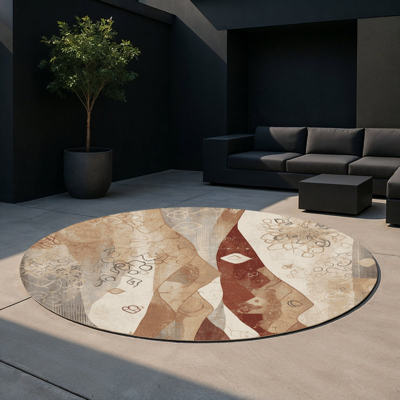 Tapis intérieur et extérieur Terracotta Glow, Rond 5 pi