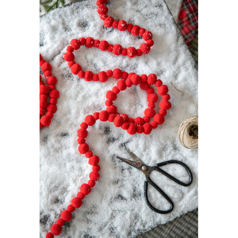 S/3 6' Red Pom Pom Garland