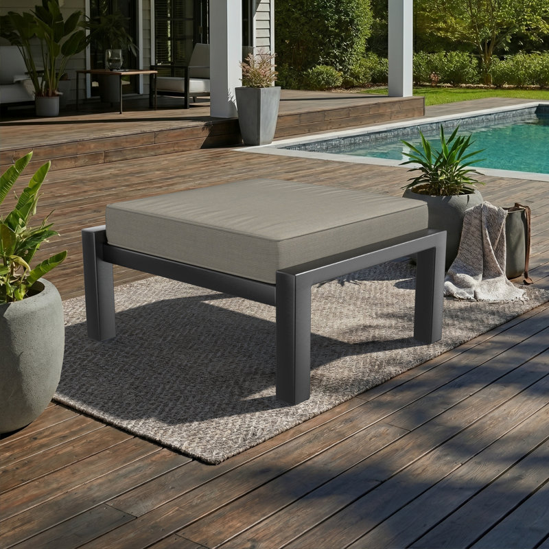 Jocelyn Sunbrella® Outdoor Ottoman Cushion, Spectrum Dove Sunbrella® Plainweave