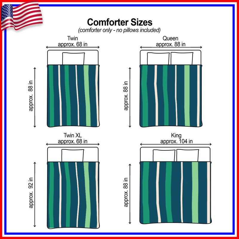 Green Blue Stripes Comforter, King