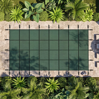Housse de sécurité pour piscine creusée 20x40FT, filet haute résistance, protection hivernale, système d'ancrage sécurisé, vert