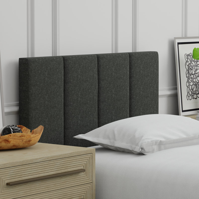 Askar Upholstered Panel Headboard, Twin, Dark Gray