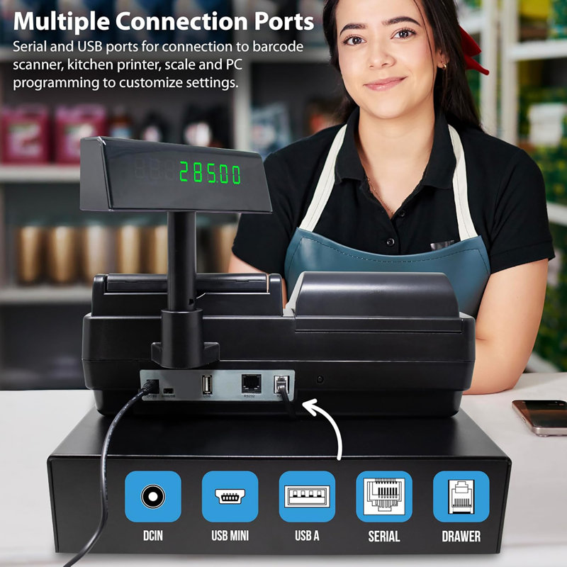 Nadex CR260 Electronic Cash Register With Steel Drawer, Thermal Printer & User-Friendly Interface