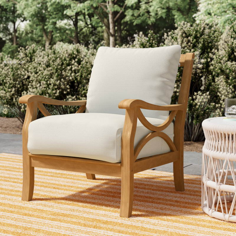 Brunswick Teak Patio Chair with Cushions, Beige, Natural