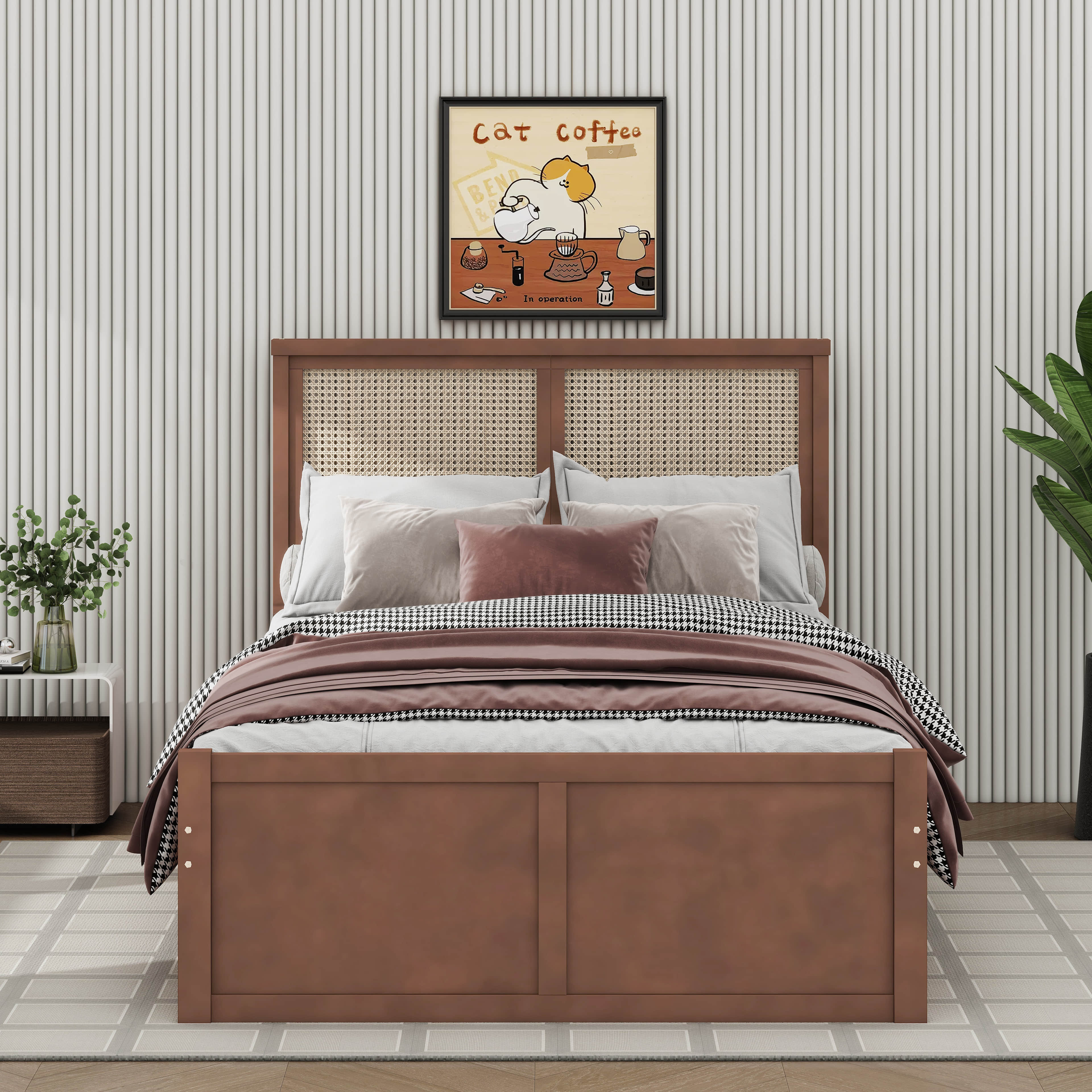 Dakota Fields Wooden Platform Bed With And 4 BuiltIn Drawers For