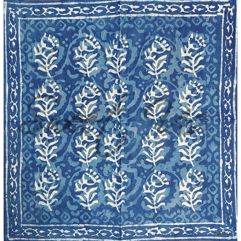 Alvaretta Block Print, Set of Four Cotton Napkins