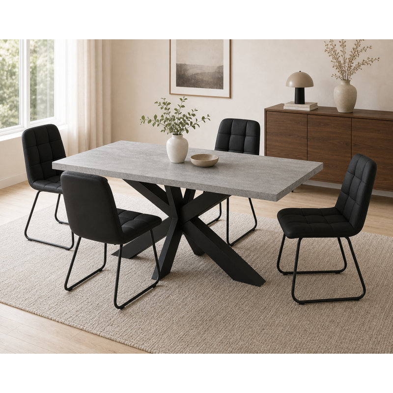 Table de salle à manger extensible Derose avec chaises et ensembles de table de salle à manger, 5 pièces: table, 4 chaises