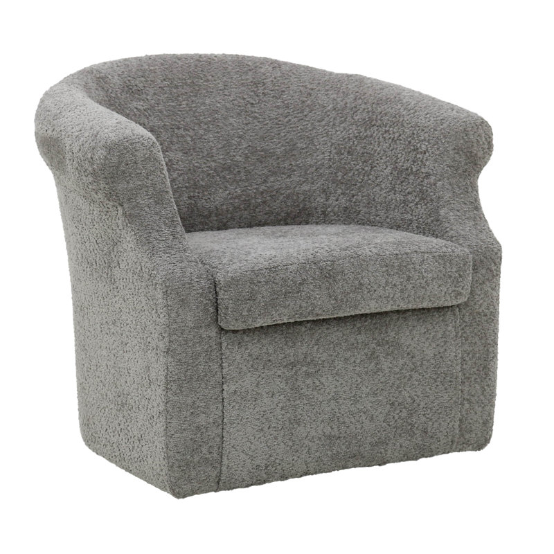 Fauteuil demi-tonneau pivotant l 3,5 po Buril, Mélange de polyester gris
