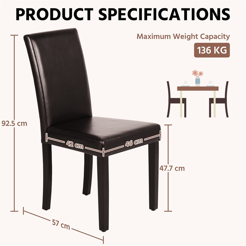 Coan 45cm H Upholstered Side Chair, Dark Brown