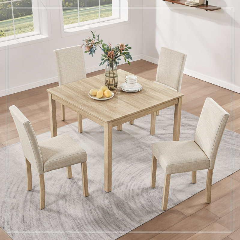 Ensemble 5 pièces avec 4 chaises Creswell, Naturel