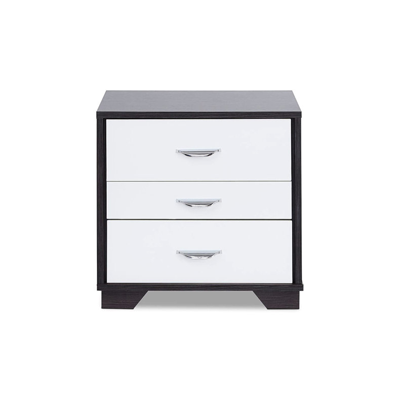 Table de chevet rectangulaire à 3 tiroirs avec table de chevet blanche et noire polyvalente