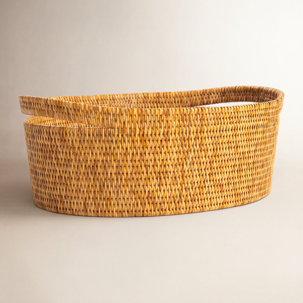 Helmsford Handwoven Rattan Storage Bin, Honey Brown