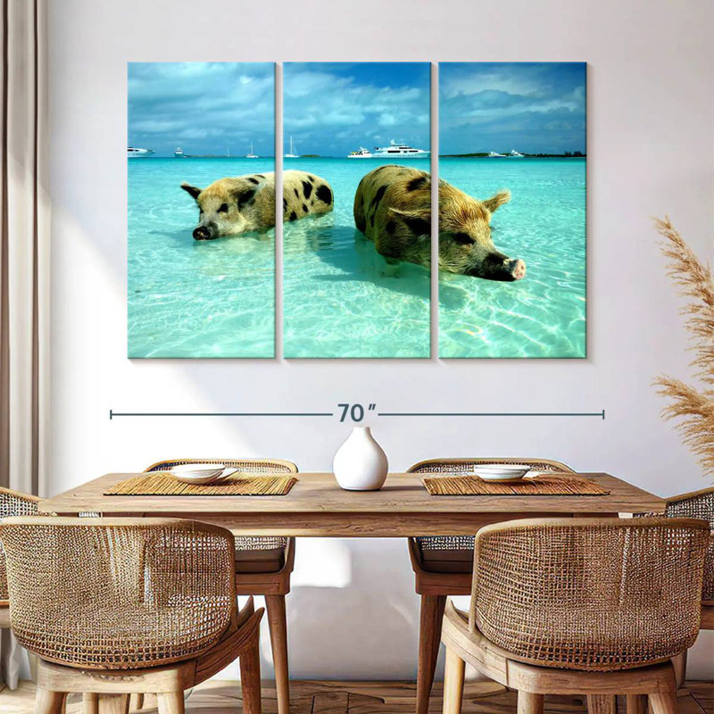 Brampt Sea Swimming Pigs, 42" H x 65" W