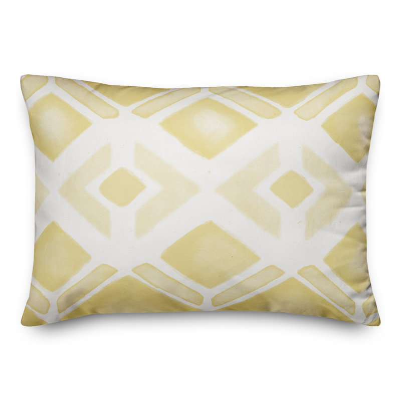 Geometric Outdoor Reversible Throw Pillow, Yellow