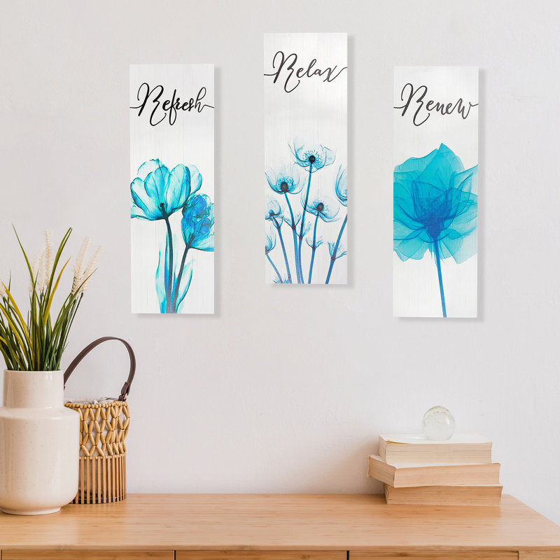 Panneau mural en panneau de fibres à densité moyenne Relax Renew Refresh - ensemble de 3