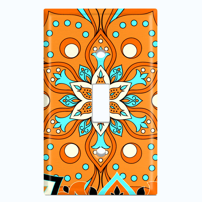 Patterned 2 - Gang Toggle Light Switch Standard Wall Plate, Blue/Orange