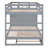 Full Over Full Bunk Bed with Twin Size Trundle and Staircase, Storage Bunk Bed, Kids Bed, Gray-129032270