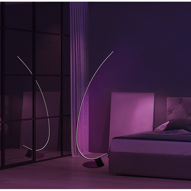 1 lampe DEL sur pied 69 ", Noir mat