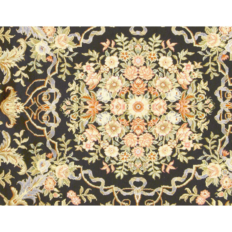 High-Quality Hand-Knotted Black Area Rug