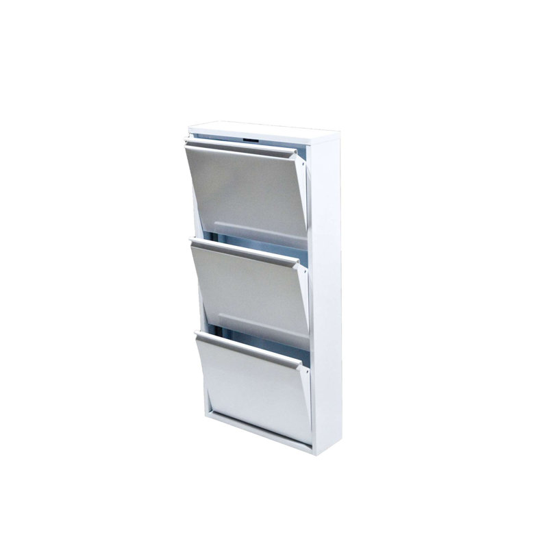 Armoire à chaussures moderne, blanc - capacité de 6 paires, 19,7 x 40,9 x 5,9 pouces | 100% tôle, montage mural, aucun assemblage requis | Parfait pour une utilisation intérieure et extérieure, design élégant et durable