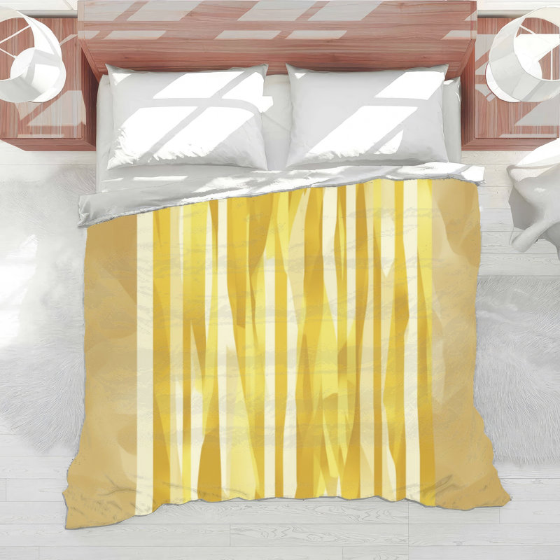 Abstract Green Brown Lines Comforter, King, Medium Gold Light Beige