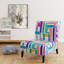 Fauteuil de chambre multicolore à motif géométrique tendance en velours
