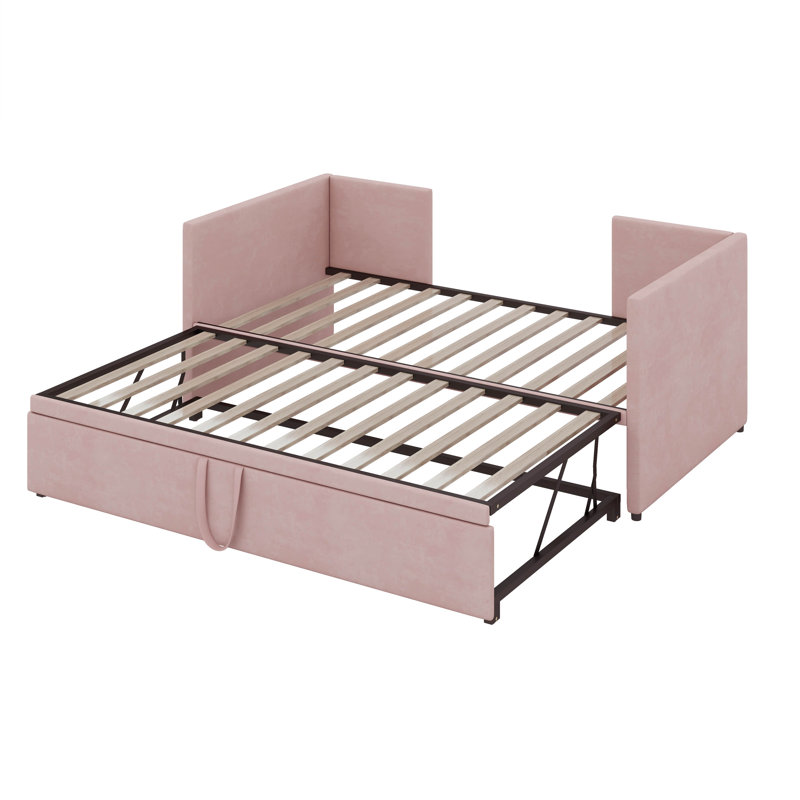 Lit de jour simple avec lit gigogne, Rose