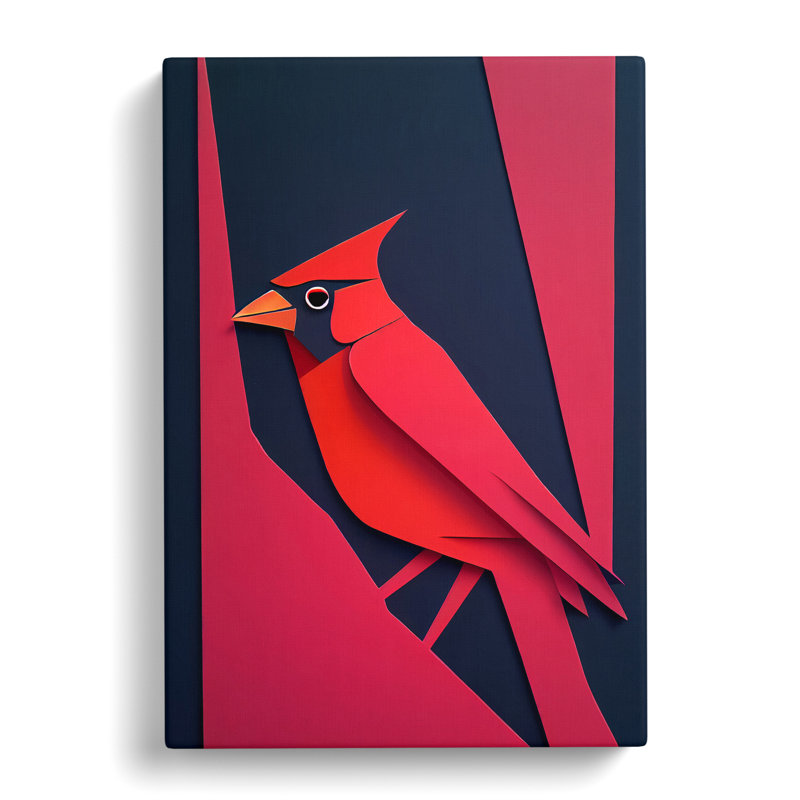 Cardinal Bird Silhouette - Wrapped Canvas, 76cm H x 50cm W x 3cm D