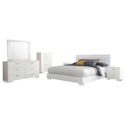 Ensemble de chambre à coucher à panneaux 6 pièces August White