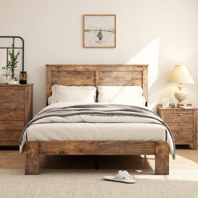 83" Queen Platform Bed Frame | Dark Brown Wood + Metal Industrial Style, 800 lb Support, Noise-Free Slats, 12" Under-Bed Storage, No Box Spring, 45-min Assembly