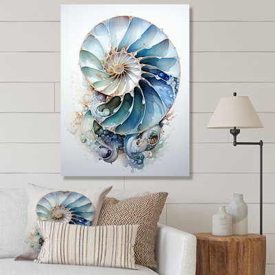 Nautilus Ocean Blue Sheels Symetry - Nautilus, art mural