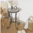 Patio Side Table with Shelf,Brown+Black