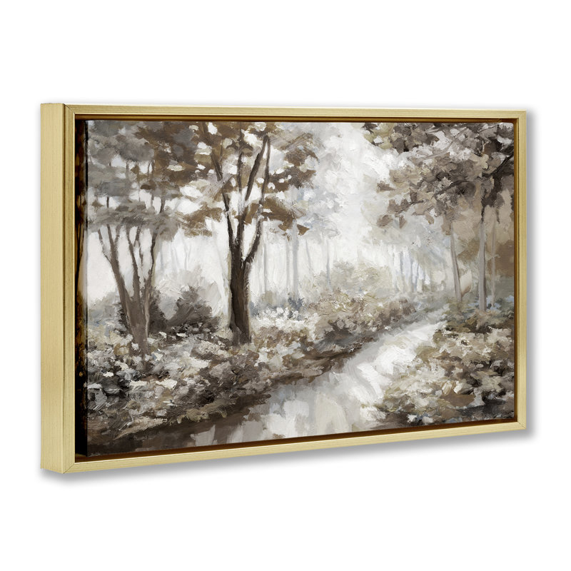Ruisseau Misty Forest, H 17 po x l 25 po, Cadre flottant gris lustré