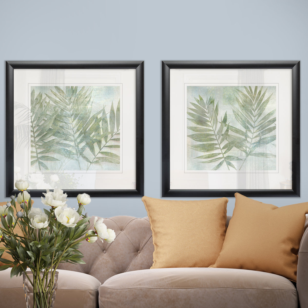 Charlton Home® Soft Leaves I - 2 Piece Picture Frame Print Set | Wayfair