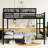 Black Queen Size Metal Bunk Bed With And Storage Shelf, For Adults Teens, Stable Frame, Coated Surface, 600Lbs Lower Limit Over In Black, , Guard, Slats