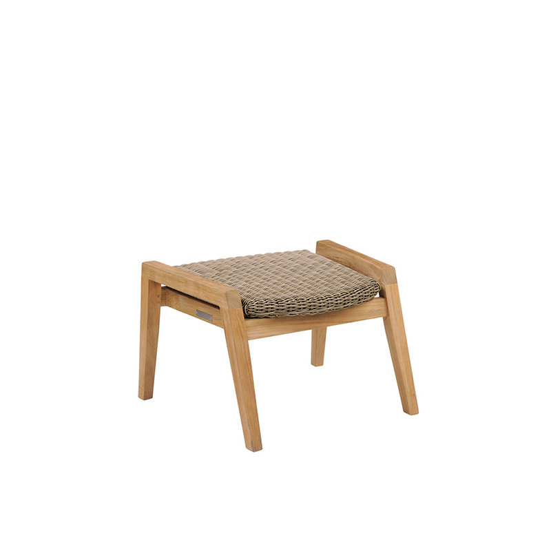 Spencer Outdoor Teak Ottoman, Teak, Willow