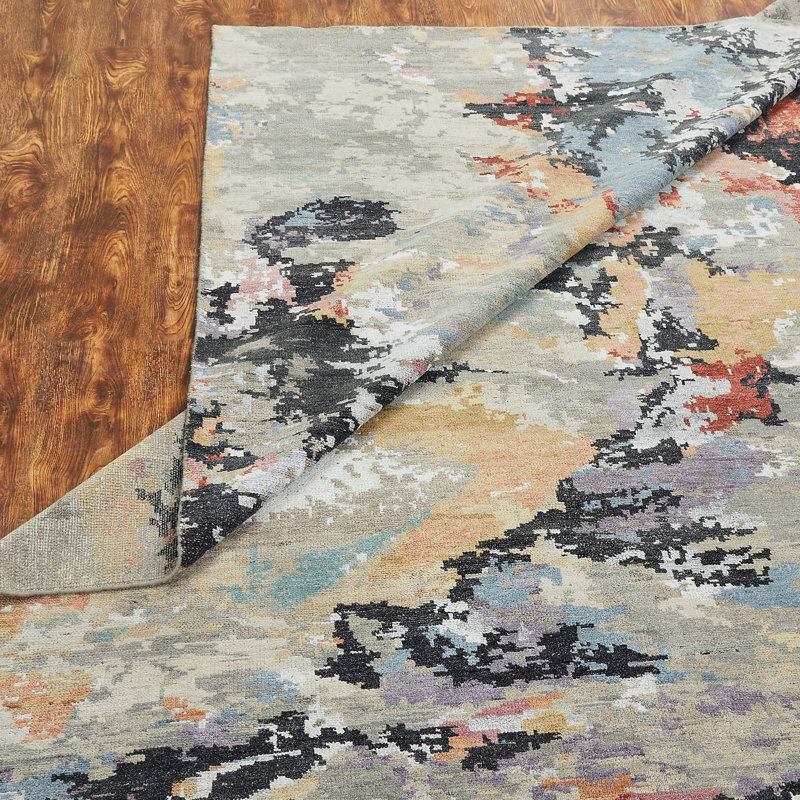 Aurora Drift Hand Knotted Abstract Area Rug, Rectangle 9' x 12'