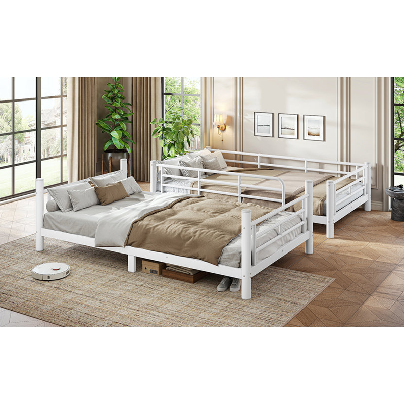 Lits superposés jumeaux XL gain de place, en métal blanc moderne, pour chambre ou dortoir