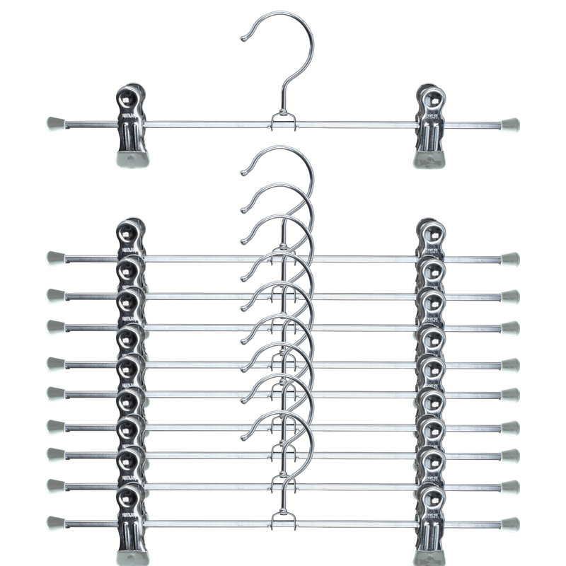Cintre pour pantalons antidérapant avec pinces, Argent, H 3 po x l 16 po x P 1,12 po