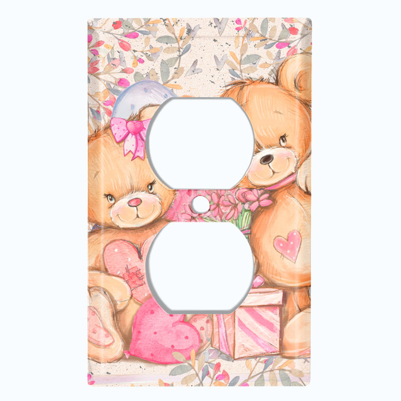 Plaque murale interrupteur à bascule Teddy Bears Birthday Love Hearts